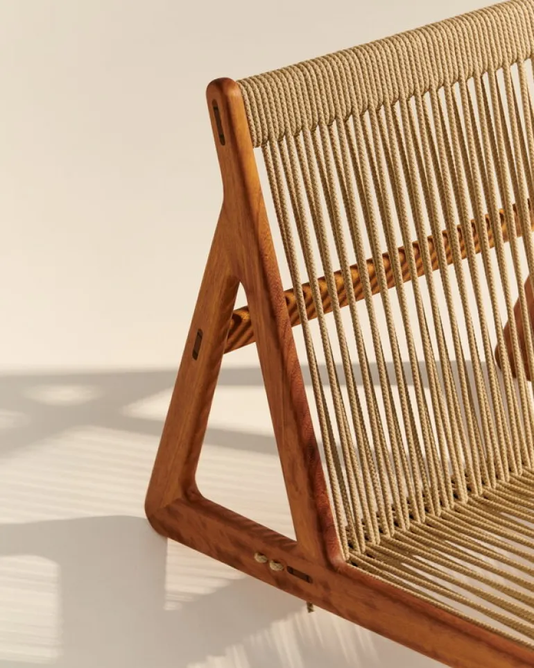 GUBI MR01 Initial Outdoor lounge chair, oiled iroko