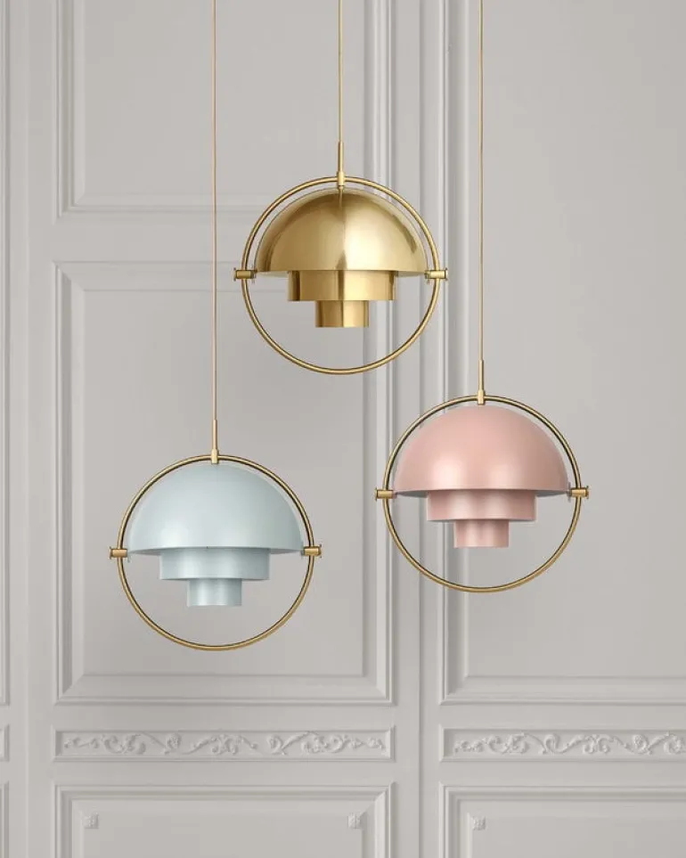 GUBI Multi-Lite pendant, brass - sea grey