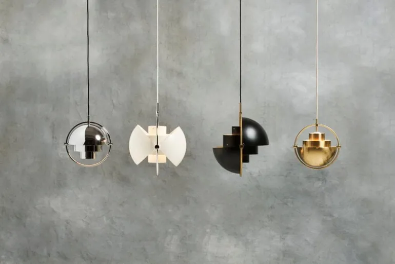 GUBI Multi-Lite pendant, brass - charcoal black