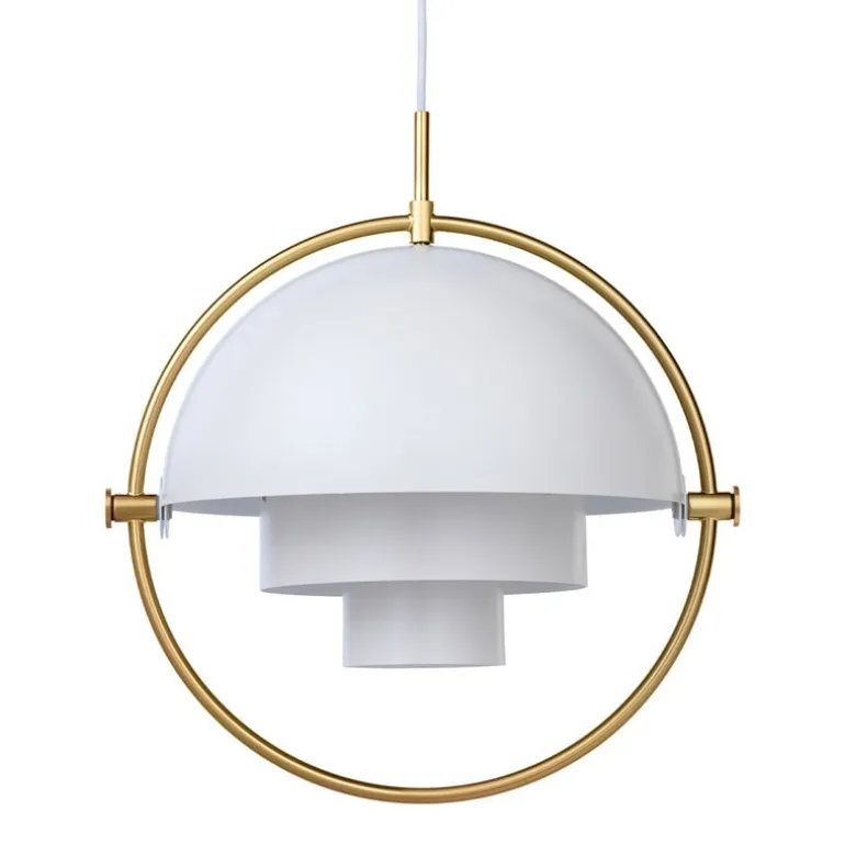 GUBI Multi-Lite pendant, small, brass - white semi matt