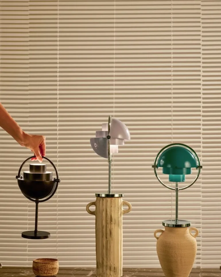 GUBI Multi-lite portable table lamp, chrome - pale lilac