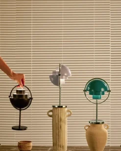 GUBI Multi-lite portable table lamp, chrome - teal green