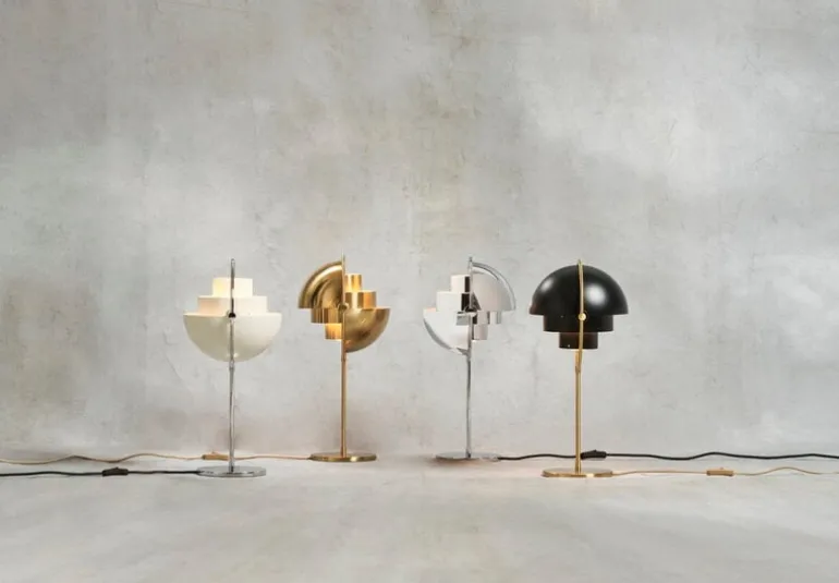 GUBI Multi-Lite table lamp, brass - black semi matt