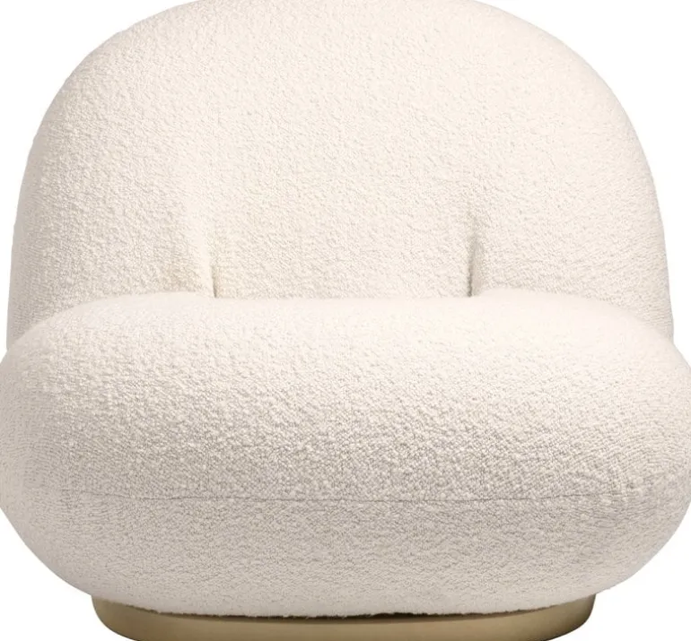 GUBI Pacha lounge chair, swivel base, Karakorum 001 - pearl gold