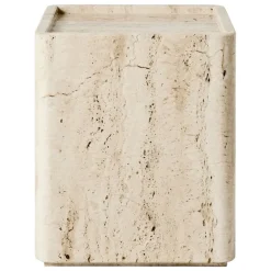GUBI Pietra side table, 33 x 33 x 40 cm, neutral white travertine