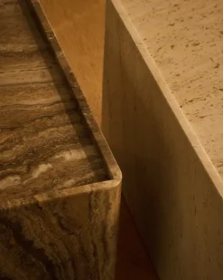 GUBI Pietra side table, 30 x 80 x 40 cm, neutral white travertine