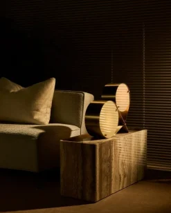 GUBI Pietra side table, 30 x 80 x 40 cm, sepia travertine