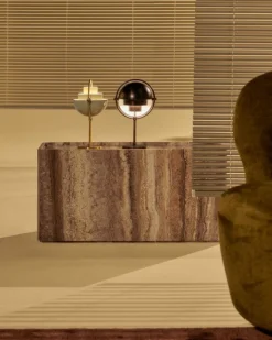 GUBI Pietra side table, 30 x 80 x 40 cm, sepia travertine