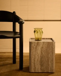 GUBI Pietra side table, 33 x 33 x 40 cm, sepia travertine