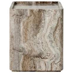 GUBI Pietra side table, 33 x 33 x 40 cm, sepia travertine