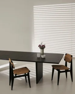 GUBI Private dining table, 260 x 100 cm, black / brown stained ash