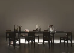 GUBI Private dining table, 260 x 100 cm, black / brown stained ash