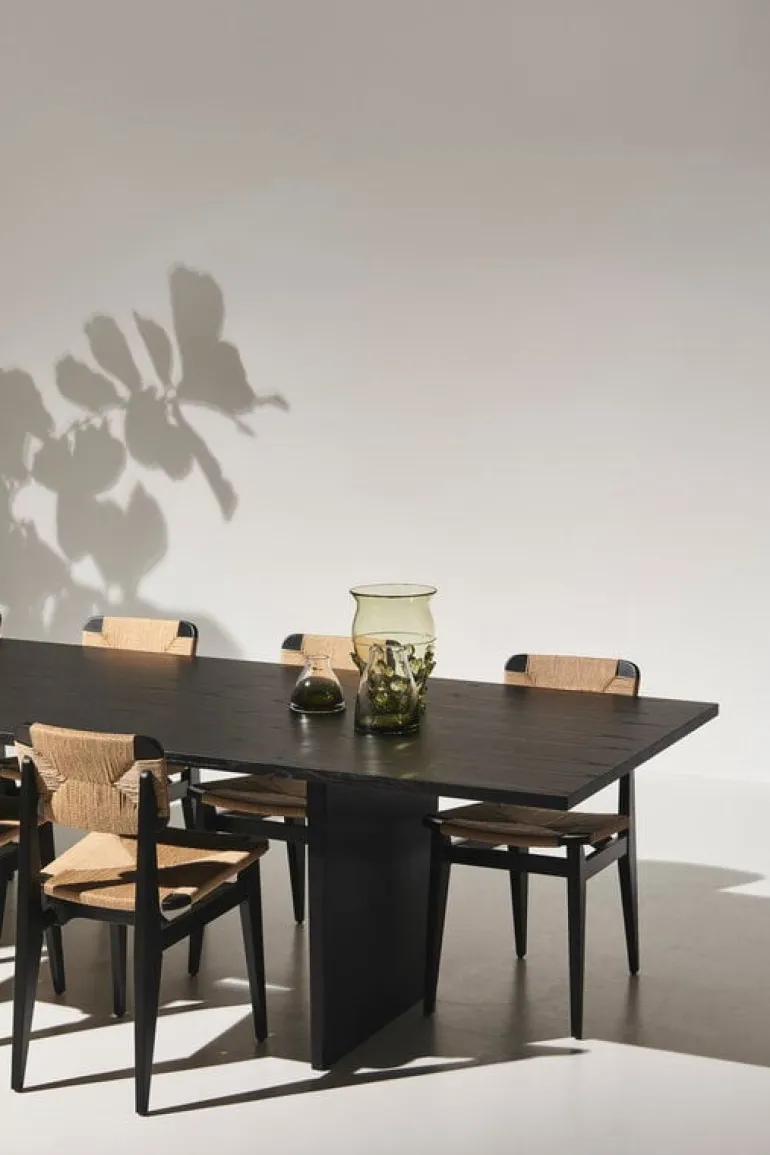 GUBI Private dining table, 320 x 100 cm, black / brown stained ash