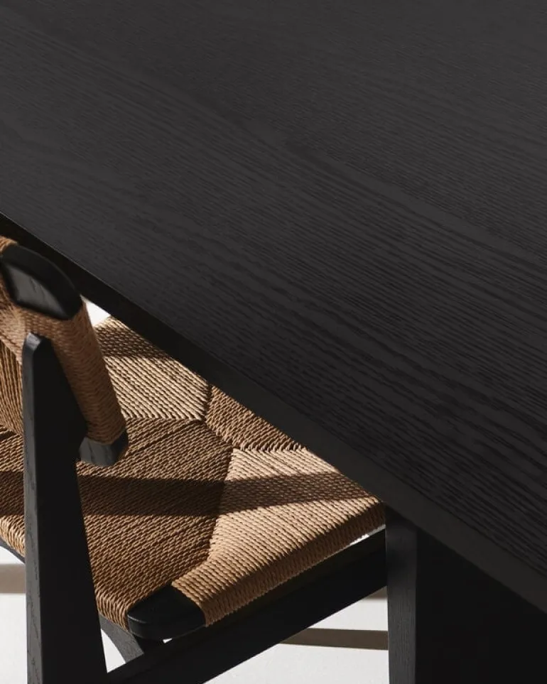 GUBI Private dining table, 320 x 100 cm, black / brown stained ash