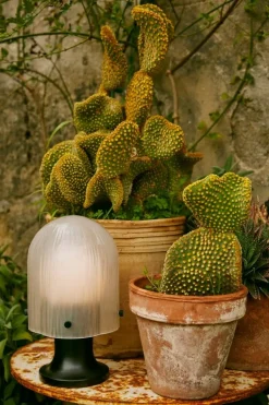 GUBI Seine portable lamp, antique brass - white