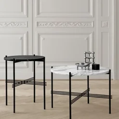 GUBI TS coffee table, 40 cm, black - white marble