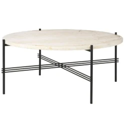 GUBI TS coffee table, 80 cm, black - white travertine