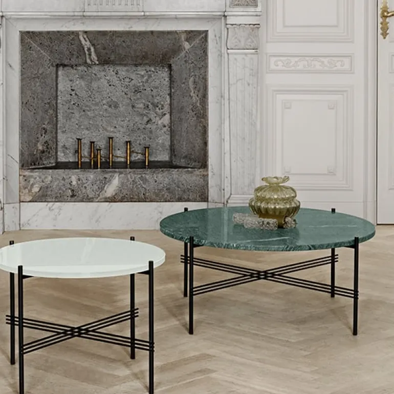 GUBI TS coffee table, 55 cm, black - green marble