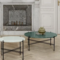 GUBI TS coffee table, 80 cm, black - green marble
