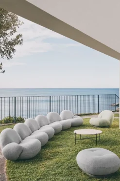 GUBI TS Outdoor coffee table, 80 cm, black - white travertine