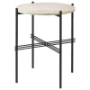 GUBI TS Outdoor side table, 40 cm, black - white travertine