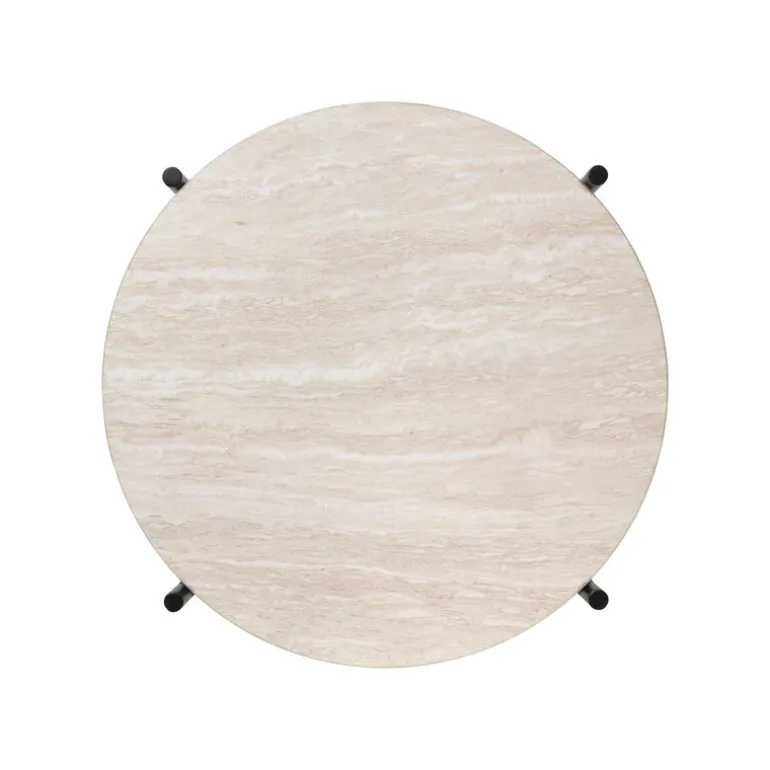 GUBI TS Outdoor side table, 40 cm, black - white travertine