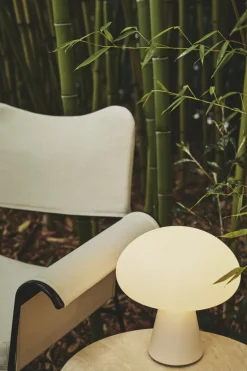 GUBI TS Outdoor side table, 40 cm, black - white travertine