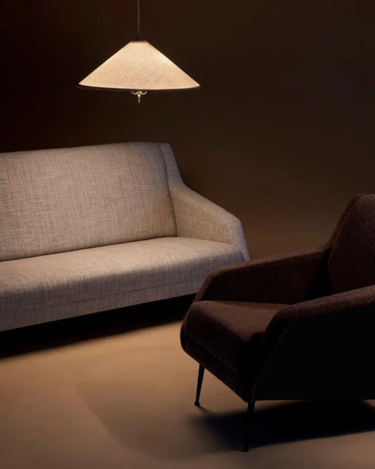 GUBI Tynell 1967 pendant, 56 cm, brass - canvas