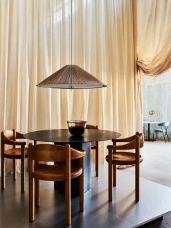 GUBI Tynell 1972 pendant, 90 cm, brass - bamboo