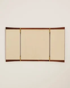 GUBI Vanity wall mirror, 3 panels, walnut - brass