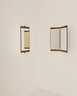 GUBI Vanity wall mirror, 1 panel, walnut - brass