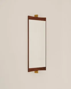 GUBI Vanity wall mirror, 1 panel, walnut - brass