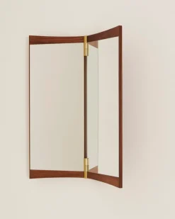 GUBI Vanity wall mirror, 2 panels, walnut - brass