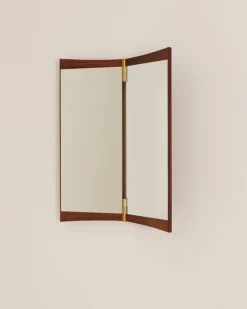 GUBI Vanity wall mirror, 2 panels, walnut - brass