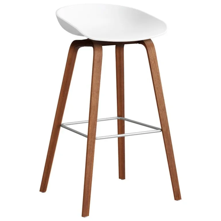 HAY About A Stool AAS32, 75 cm, white 2.0 - lacquered walnut - steel