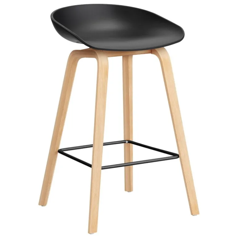 HAY About A Stool AAS32, 65 cm, black 2.0 - soaped oak - black steel