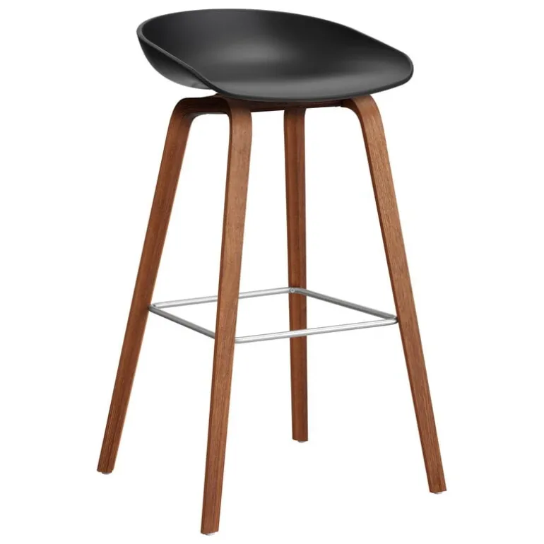 HAY About A Stool AAS32, 75 cm, black 2.0 - lacquered walnut - steel