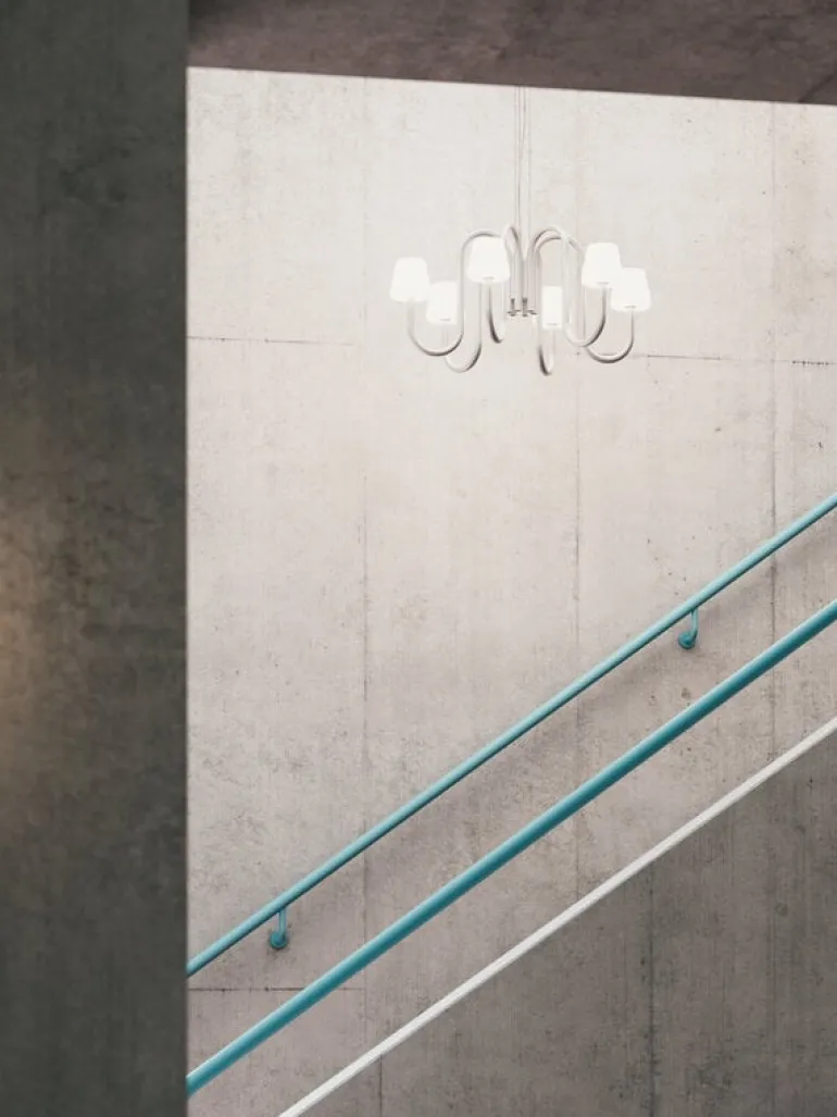 HAY Apollo chandelier 745, white opal glass