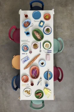 HAY Barro oval dish, L, natural teracotta with stripes