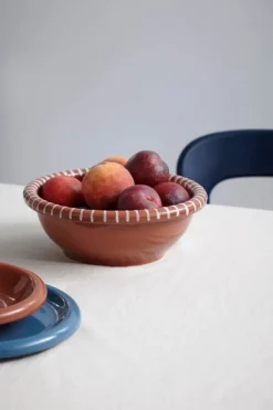 HAY Barro salad bowl, L, natural teracotta with stripes