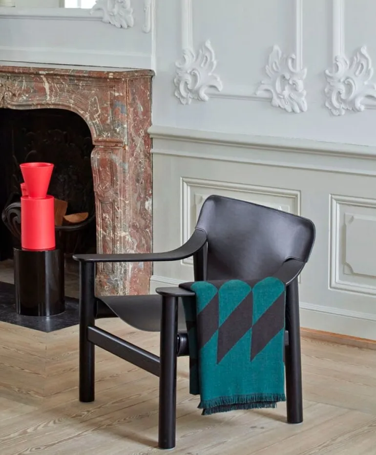 HAY Bernard lounge chair, black oak - black leather