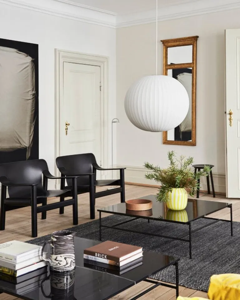 HAY Bernard lounge chair, black oak - black leather