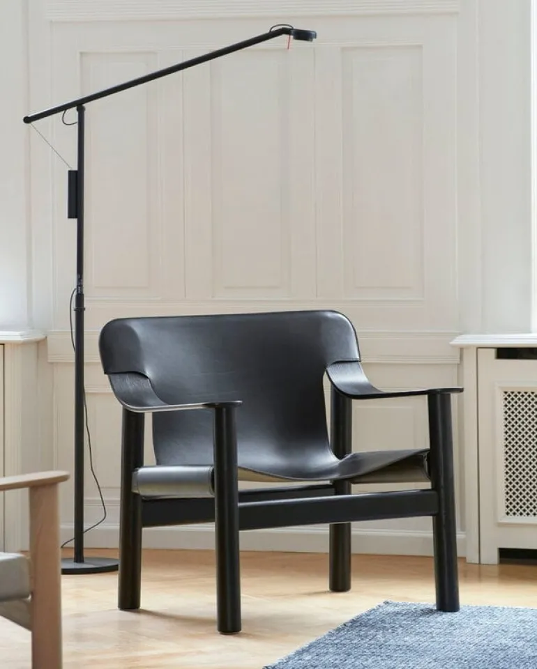 HAY Bernard lounge chair, black oak - black leather