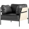 HAY Can lounge chair, black leather - natural canvas - black frame