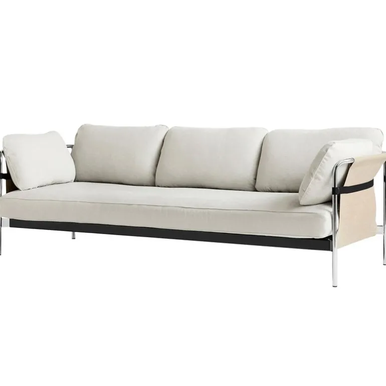 HAY Can sofa, 3-seater, Linara 311 - natural canvas - chrome frame