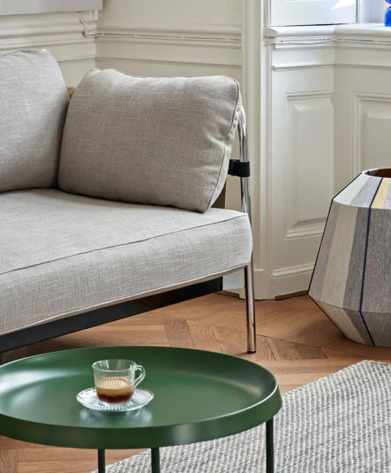 HAY Can sofa, 3-seater, Linara 311 - natural canvas - chrome frame