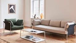 HAY Can sofa, 3-seater, Linara 311 - natural canvas - chrome frame