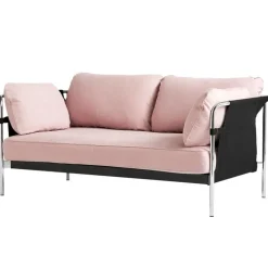 HAY Can sofa, 2-seater, Linara 415 - black canvas - chrome frame