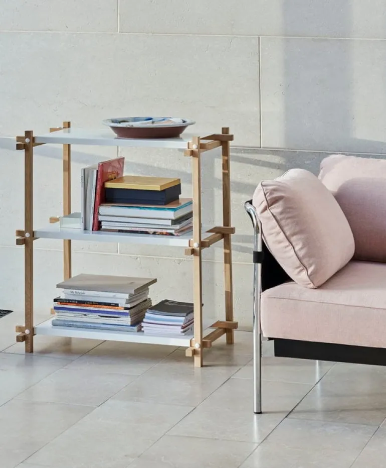 HAY Can sofa, 2-seater, Linara 415 - black canvas - chrome frame