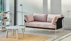 HAY Can sofa, 2-seater, Linara 415 - black canvas - chrome frame